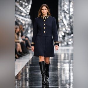 Zara Navy Long Navy Blue Military styled Dress. Size XS.